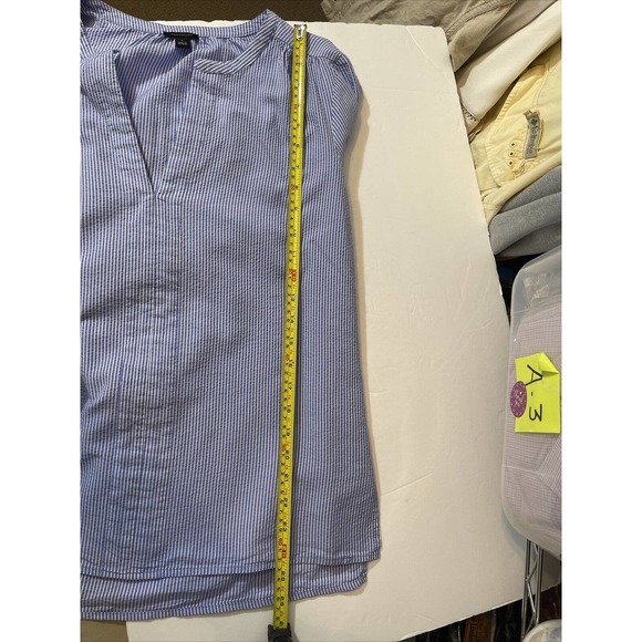 ANN TAYLOR Misses. S Cotton Lyocel Blouse Blue White Stripes - Picture 8 of 8